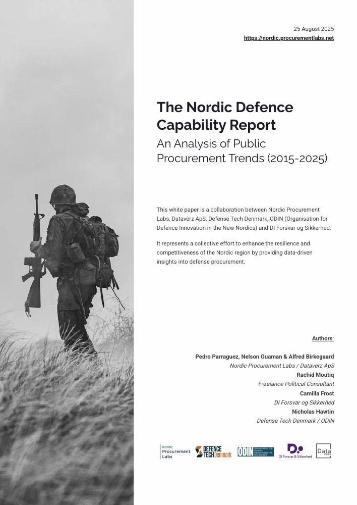 First page: The Nordic Defence Capability Report: An Analysis of Public Procurement Trends (2015–2025)